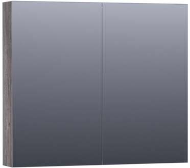 Brauer Impress Deluxe Spiegelkast - 80 cm - met interne en externe Verlichting - 2 Dubbelzijdige Spiegeldeuren - Driftwood