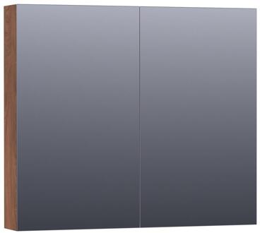 Brauer Impress Deluxe Spiegelkast - 80 cm - met interne en externe Verlichting - 2 Dubbelzijdige Spiegeldeuren - Forest Cacao