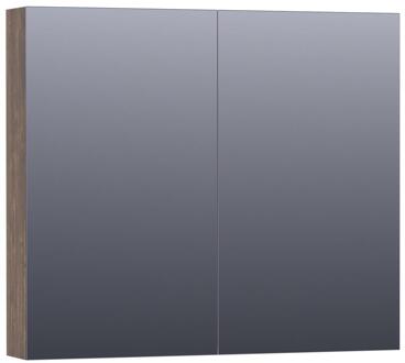 Brauer Impress Deluxe Spiegelkast - 80 cm - met interne en externe Verlichting - 2 Dubbelzijdige Spiegeldeuren - Grove