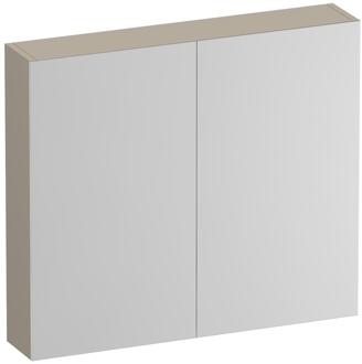 Brauer Impress Deluxe Spiegelkast - 80 cm - met interne en externe Verlichting - 2 Dubbelzijdige Spiegeldeuren - Mat Beige