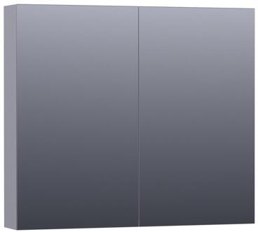 Brauer Impress Deluxe Spiegelkast - 80 cm - met interne en externe Verlichting - 2 Dubbelzijdige Spiegeldeuren - Mat Grijs