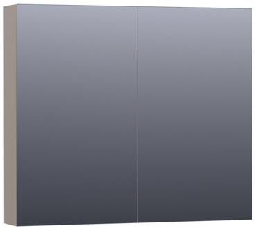 Brauer Impress Deluxe Spiegelkast - 80 cm - met interne en externe Verlichting - 2 Dubbelzijdige Spiegeldeuren - Mat Taupe