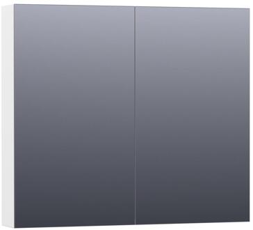 Brauer Impress Deluxe Spiegelkast - 80 cm - met interne en externe Verlichting - 2 Dubbelzijdige Spiegeldeuren - Mat Wit