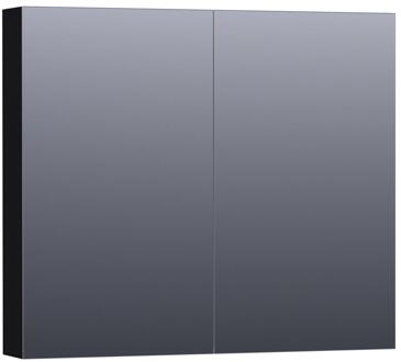 Brauer Impress Deluxe Spiegelkast - 80 cm - met interne en externe Verlichting - 2 Dubbelzijdige Spiegeldeuren - Mat Zwart