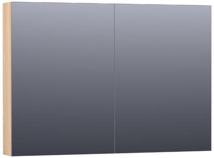 Brauer Impress Spiegelkast 100 cm - zonder Verlichting - Met 2 Dubbelzijdige Spiegeldeuren - Lamellen Eiken Naturel