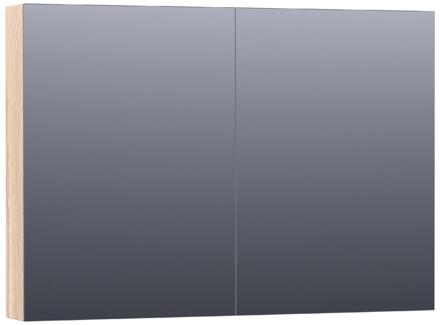 Brauer Impress Spiegelkast 100 cm - zonder Verlichting - Met 2 Dubbelzijdige Spiegeldeuren - Lamellen Eiken Wit