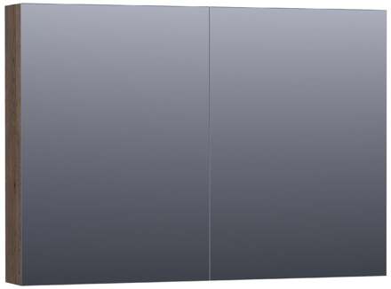 Brauer Impress Spiegelkast 100 cm - zonder Verlichting - Met 2 Dubbelzijdige Spiegeldeuren - Lamellen Eiken Zwart