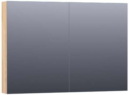 Brauer Impress Spiegelkast 100 cm - zonder Verlichting - Met 2 Dubbelzijdige Spiegeldeuren - Vingerlas Eiken Grijs