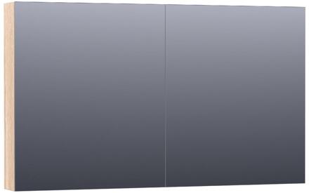 Brauer Impress Spiegelkast 120 cm - zonder Verlichting - Met 2 Dubbelzijdige Spiegeldeuren - Lamellen Eiken Wit