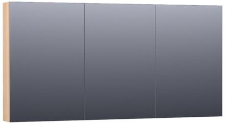 Brauer Impress Spiegelkast 140 cm - zonder Verlichting - Met 3 Dubbelzijdige Spiegeldeuren - Lamellen Eiken Naturel