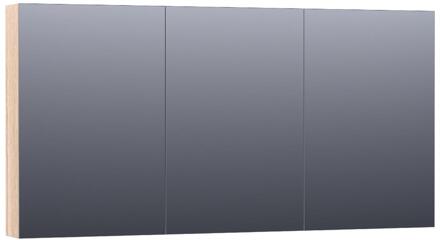 Brauer Impress Spiegelkast 140 cm - zonder Verlichting - Met 3 Dubbelzijdige Spiegeldeuren - Lamellen Eiken Wit