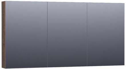 Brauer Impress Spiegelkast 140 cm - zonder Verlichting - Met 3 Dubbelzijdige Spiegeldeuren - Lamellen Eiken Zwart