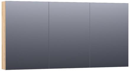 Brauer Impress Spiegelkast 140 cm - zonder Verlichting - Met 3 Dubbelzijdige Spiegeldeuren - Vingerlas Eiken Grijs