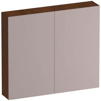 Brauer Impress Spiegelkast 80 cm - zonder Verlichting - Met 2 Dubbelzijdige Spiegeldeuren - Lamellen Eiken Bruin