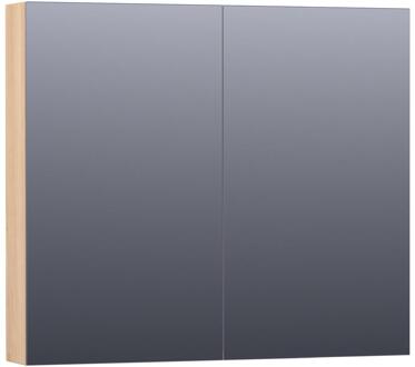 Brauer Impress Spiegelkast 80 cm - zonder Verlichting - Met 2 Dubbelzijdige Spiegeldeuren - Lamellen Eiken Naturel