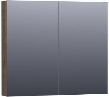 Brauer Impress Spiegelkast 80 cm - zonder Verlichting - Met 2 Dubbelzijdige Spiegeldeuren - Lamellen Eiken Zwart