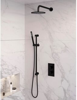 Brauer Inbouw Regendouche Set Brauer Black Edition Gebogen Wanduitloop Ronde Hoofddouche 20 cm Met Glijstang Mat Zwart