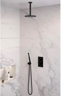 Brauer Inbouw Regendouche Set Brauer Black Edition Plafond Uitloop Ronde Hoofddouche 20 cm Mat Zwart