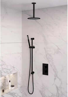 Brauer Inbouw Regendouche Set Brauer Black Edition Plafond Uitloop Ronde Hoofddouche 20 cm Met Glijstang Mat Zwart