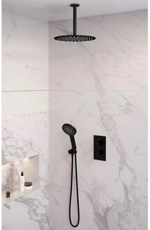 Brauer Inbouw Regendouche Set Brauer Black Edition Plafond Uitloop Ronde Hoofddouche 30 cm Met Glijstang en Handdouche 3 Standen Mat Zwart Brauer