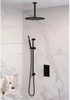 Brauer Inbouw Regendouche Set Brauer Black Edition Plafond Uitloop Ronde Hoofddouche 30 cm Met Glijstang Mat Zwart