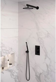 Brauer Inbouw Regendouche Set Brauer Black Edition Wanduitloop Ronde Hoofddouche 20 cm Mat Zwart