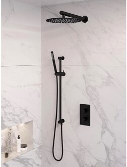 Brauer Inbouw Regendouche Set Brauer Black Edition Wanduitloop Ronde Hoofddouche 30 cm Met Glijstang Mat Zwart