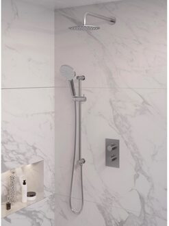 Brauer Inbouw Regendouche Set Brauer Brushed Edition Gebogen Wanduitloop Ronde Hoofddouche 20 cm Met Handdouche 3 Standen en Glijstang RVS Look Brauer