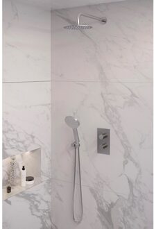 Brauer Inbouw Regendouche Set Brauer Brushed Edition Gebogen Wanduitloop Ronde Hoofddouche 20 cm Met Handdouche 3 Standen RVS Look