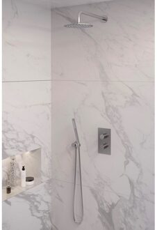 Brauer Inbouw Regendouche Set Brauer Brushed Edition Gebogen Wanduitloop Ronde Hoofddouche 20 cm RVS Look