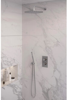 Brauer Inbouw Regendouche Set Brauer Brushed Edition Gebogen Wanduitloop Ronde Hoofddouche 30 cm RVS Look