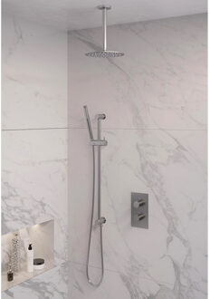 Brauer Inbouw Regendouche Set Brauer Brushed Edition Plafond Uitloop Ronde Hoofddouche 20 cm Met Glijstang RVS Look Brauer