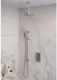 Brauer Inbouw Regendouche Set Brauer Brushed Edition Plafond Uitloop Ronde Hoofddouche 20 cm Met Handdouche 3 Standen en Glijstang RVS Look Brauer