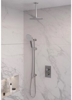 Brauer Inbouw Regendouche Set Brauer Brushed Edition Plafond Uitloop Ronde Hoofddouche 20 cm Met Handdouche 3 Standen en Glijstang RVS Look