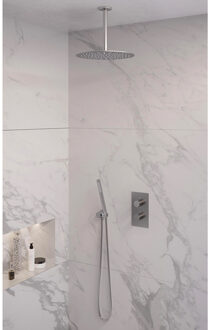 Brauer Inbouw Regendouche Set Brauer Brushed Edition Plafond Uitloop Ronde Hoofddouche 30 cm RVS Look