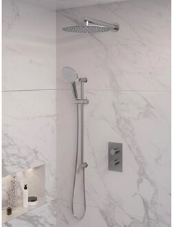 Brauer Inbouw Regendouche Set Brauer Brushed Edition Wanduitloop Ronde Hoofddouche 30 cm Met Handdouche 3 Standen en Glijstang RVS Look