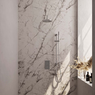 Brauer Inbouw Regendouche Set Brauer Chrome Edition Gebogen Wanduitloop Ronde Hoofddouche 20 cm Met Glijstang Chroom