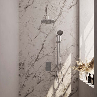 Brauer Inbouw Regendouche Set Brauer Chrome Edition Gebogen Wanduitloop Ronde Hoofddouche 30 cm Met Glijstang en Handdouche 3 Standen Chroom