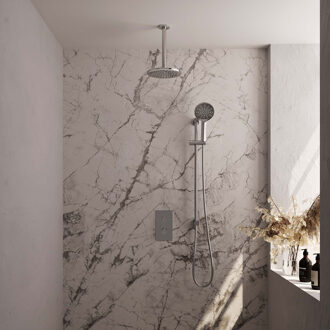 Brauer Inbouw Regendouche Set Brauer Chrome Edition Plafond Uitloop Ronde Hoofddouche 20 cm Met Glijstang en Handdouche 3 Standen Chroom