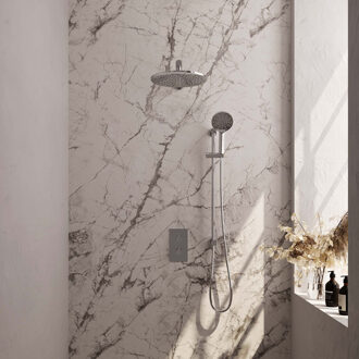 Brauer Inbouw Regendouche Set Brauer Chrome Edition Wanduitloop Ronde Hoofddouche 30 cm Met Glijstang en Handdouche 3 Standen Chroom