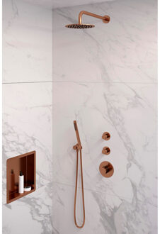 Brauer Inbouw Regendouche Set Brauer Copper Edition Gebogen Wanduitloop Ronde Hoofddouche 20 cm Met Twee Stopkranen Koper