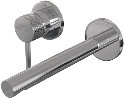 Brauer Inbouw Wastafelmengkraan Brauer Chrome Carving Coldstart Rechte Uitloop Ronde Hendel Links Chroom Met Rozetten