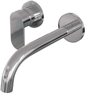 Brauer Inbouw Wastafelmengkraan Brauer Chrome Edition Coldstart Gebogen Uitloop Platte Hendel Links Chroom Met Rozetten