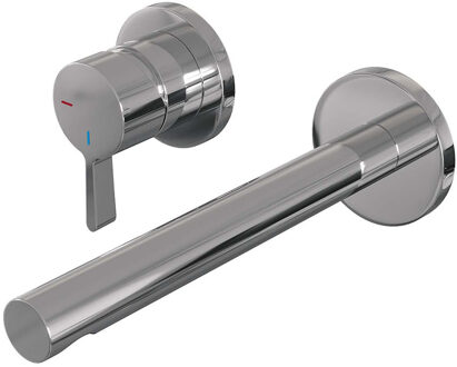 Brauer Inbouw Wastafelmengkraan Brauer Chrome Edition Coldstart Rechte Uitloop Halfronde Hendel Links Chroom Met Rozetten