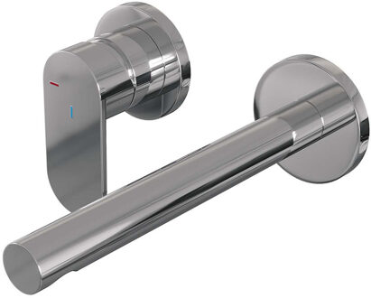 Brauer Inbouw Wastafelmengkraan Brauer Chrome Edition Coldstart Rechte Uitloop Platte Hendel Links Chroom Met Rozetten