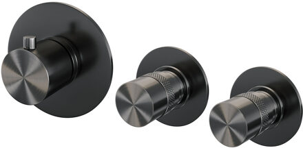 Brauer Inbouwthermostaat Brauer Gunmetal Edition en 2 Stopkranen Met in- en Afbouwdelen Geborsteld Gunmetal Brauer