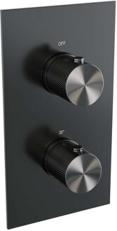 Brauer Inbouwthermostaat Compleet Brauer Gunmetal Carving 3-weg Geborsteld Gunmetal Brauer