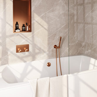 Brauer Inbouwthermostaat set Brauer Carving Met Drukknoppen Incl Baduitloop en Afvoer Koper (Keuze Handdouche)