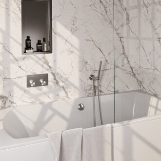 Brauer Inbouwthermostaat set Brauer Carving Met Drukknoppen Incl Baduitloop en Afvoer RVS (Keuze Handdouche)