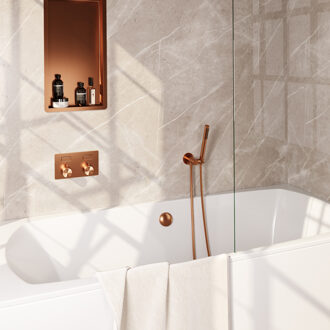 Brauer Inbouwthermostaat set Brauer Copper Edition Met Drukknoppen Incl Baduitloop en Afvoer Koper (Keuze Handdouche)